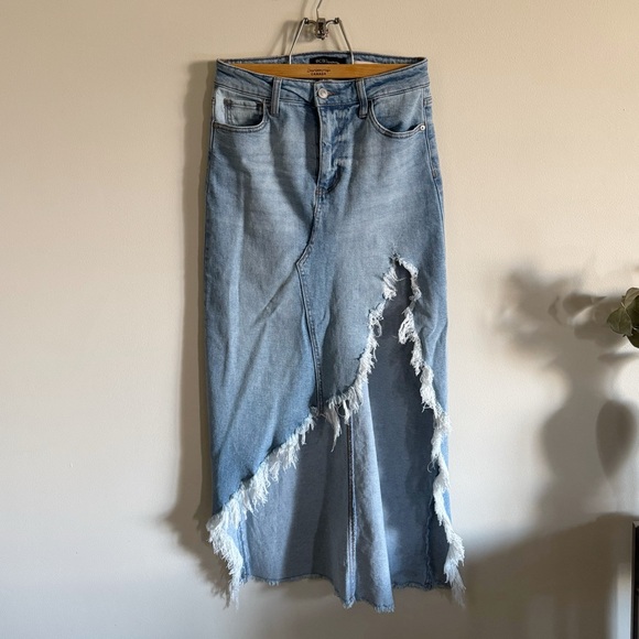 BCBGeneration Dresses & Skirts - BCBGeneration Light Blue Denim fray slit skirt
